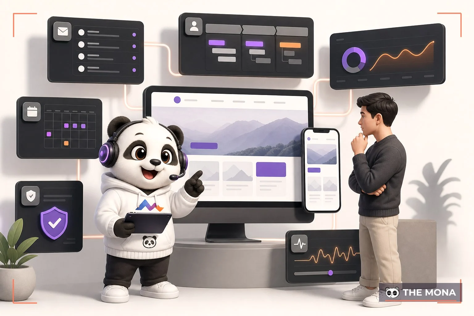 Gấu MONA cùng doanh nghiệp theo dõi website CRM và dữ liệu lead