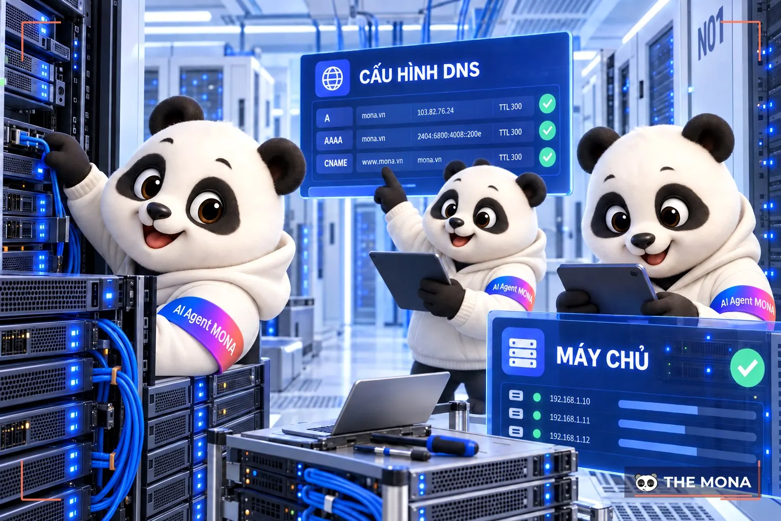 ai agent mona tu dong cau hinh dns va xac minh ten mien
