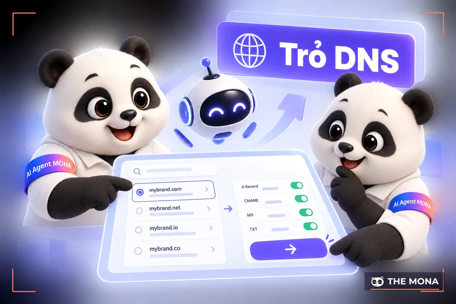 Gấu MONA và AI tự động cấu hình DNS tên miền