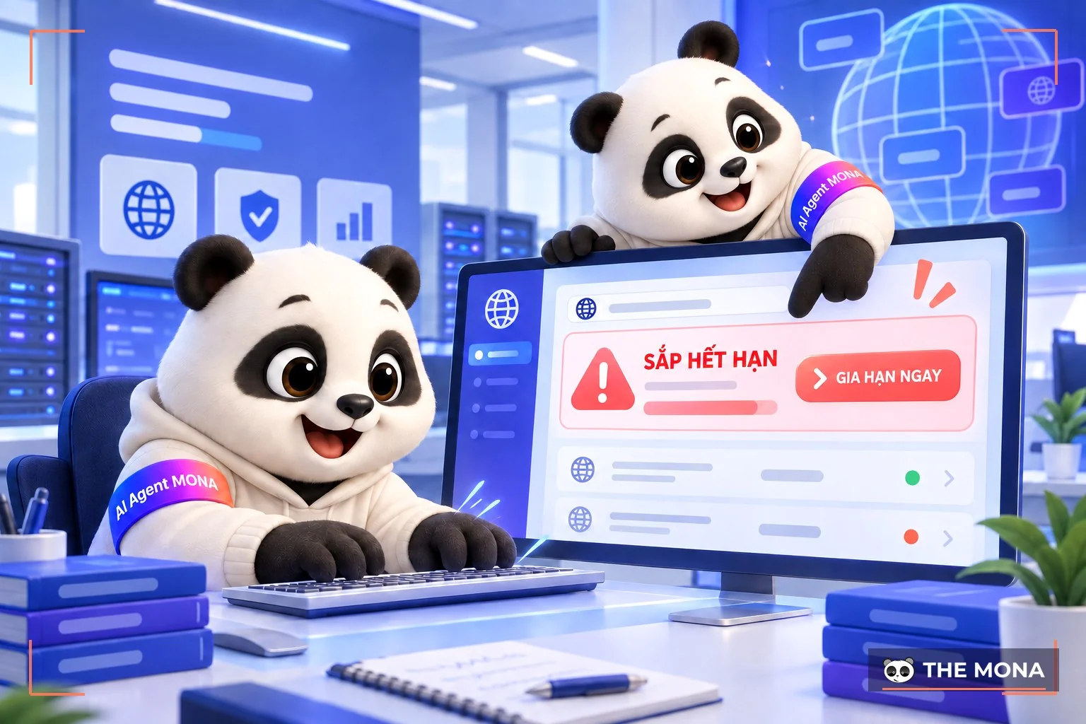 AI gia hạn tên miền mona cloud AI agent tự động canh hạn tên miền ngày