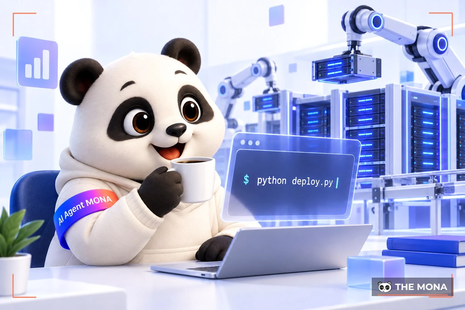Gấu MONA dán một dòng lệnh cho AI