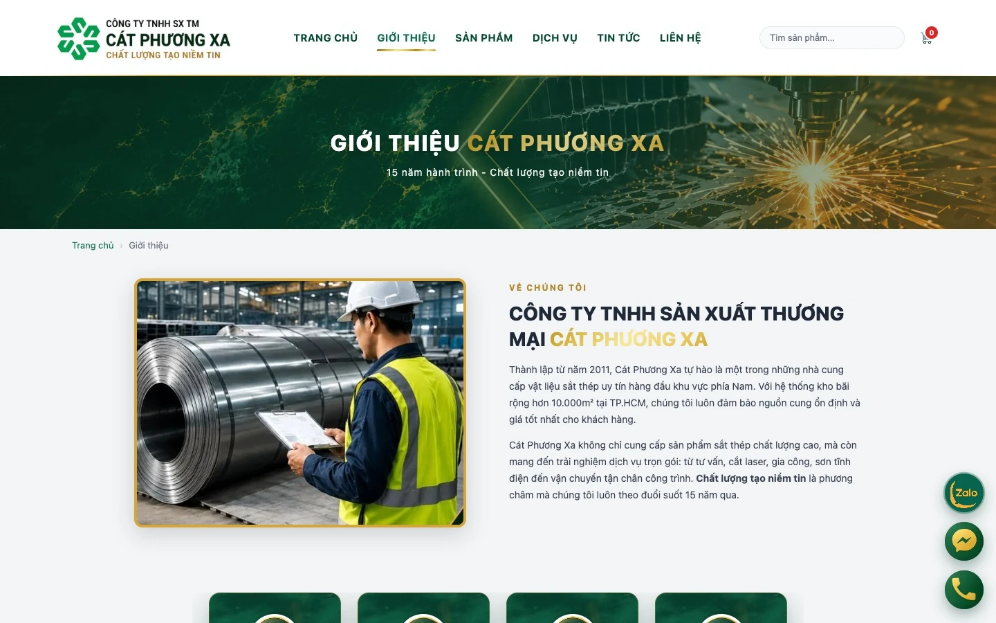 Trang giới thiệu công ty TNHH sản xuất thương mại Cát Phương Xa