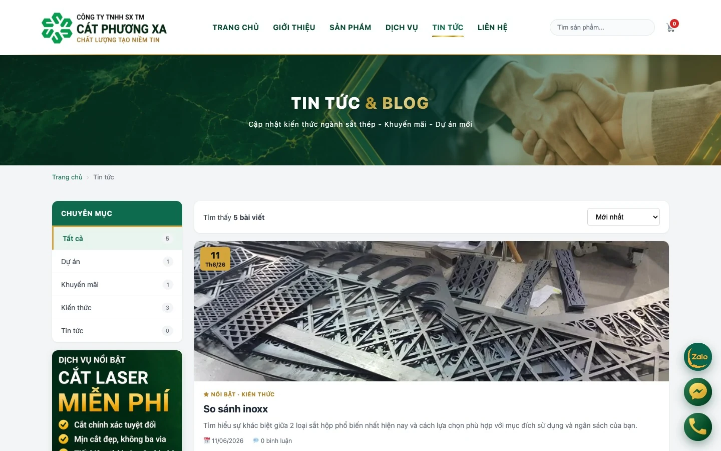 Trang tin tức và blog kiến thức sắt thép của Cát Phương Xa