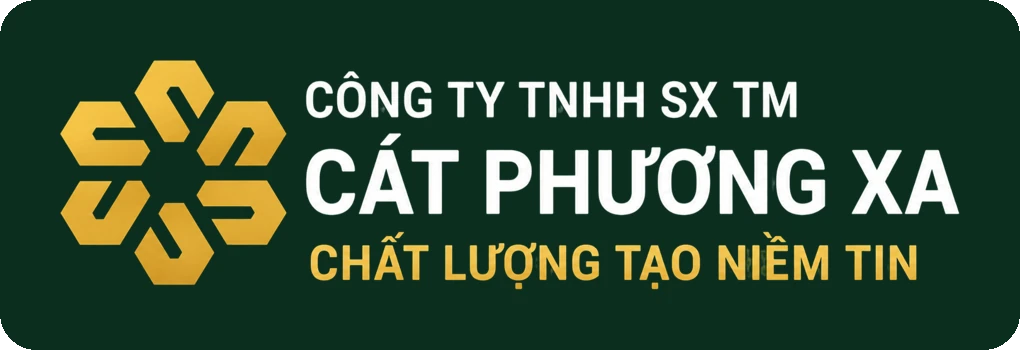 Logo Cát Phương Xa chữ trắng vàng, chất lượng tạo niềm tin