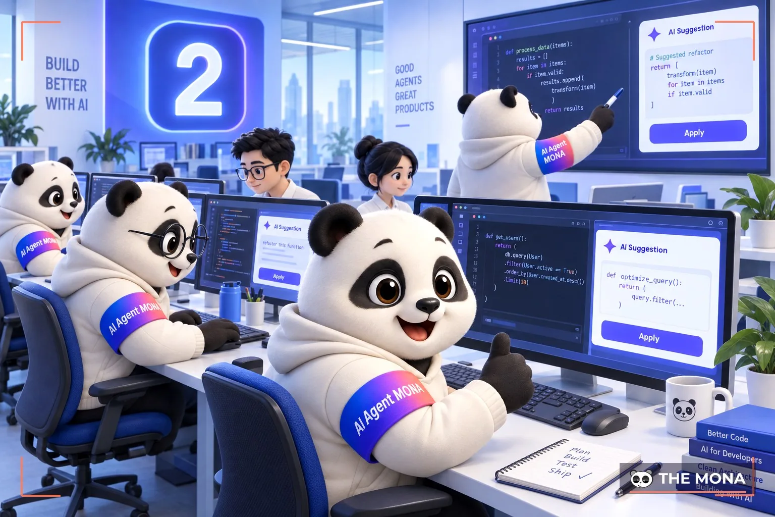 Dàn gấu dev MONA viết code với AI, bảng xếp hạng số 2 trên tường