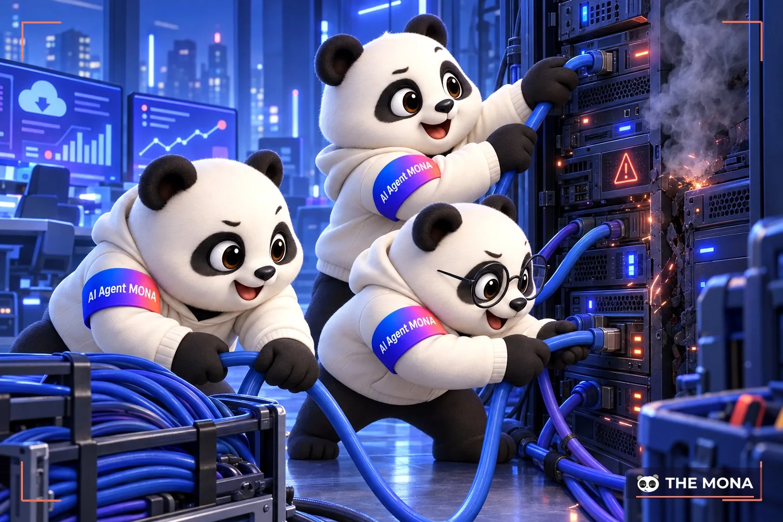 Đội gấu MONA nỗ lực trích xuất dữ liệu từ hệ thống máy chủ định kỳ