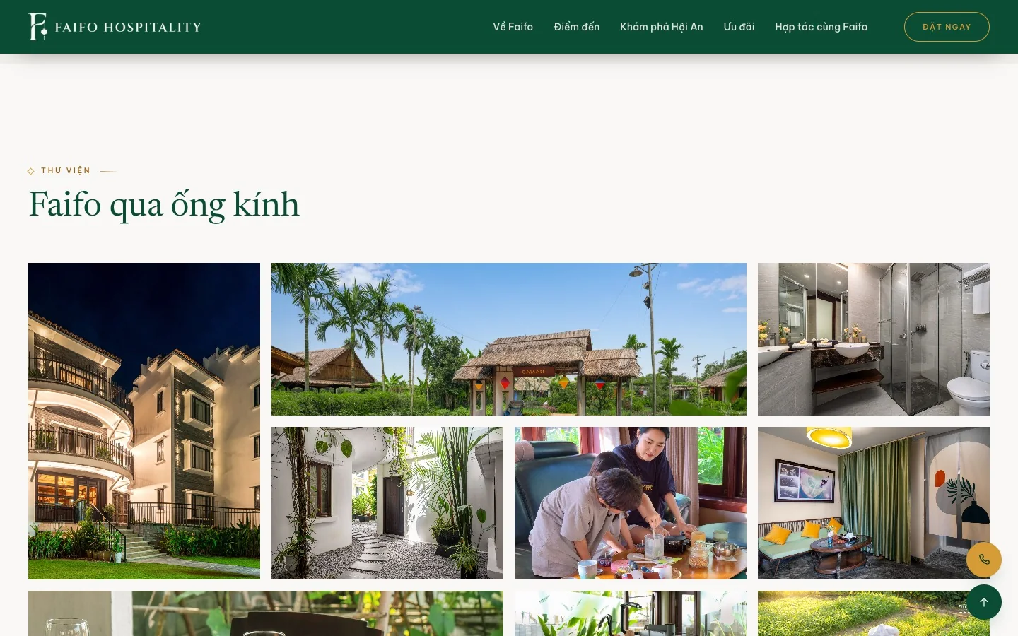 Thư viện ảnh Faifo qua ống kính gồm khách sạn về đêm, làng Caman và phòng nghỉ