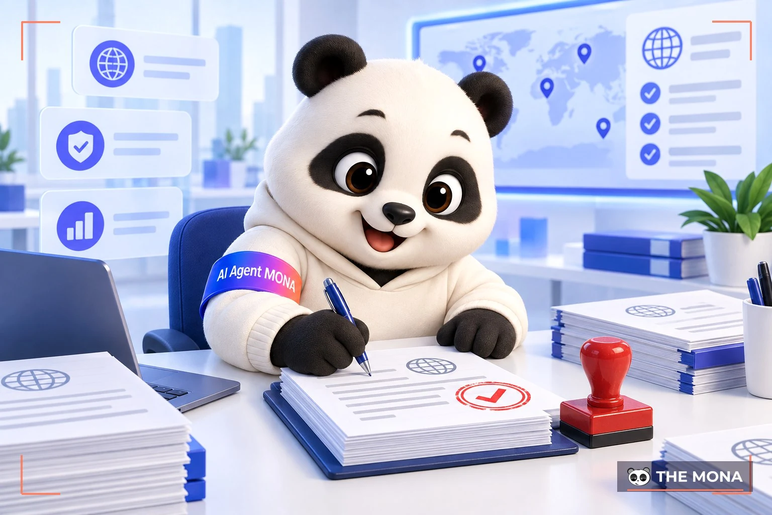 Gấu MONA duyệt hồ sơ đăng ký tên miền quốc gia
