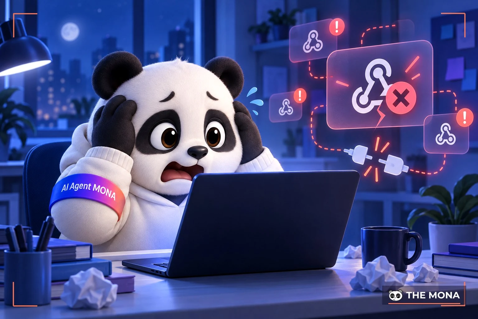 Gấu MONA hoang mang vì n8n mất kết nối lúc nửa đêm