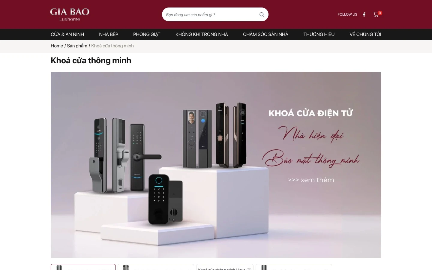 Danh mục khoá cửa thông minh với banner khoá điện tử