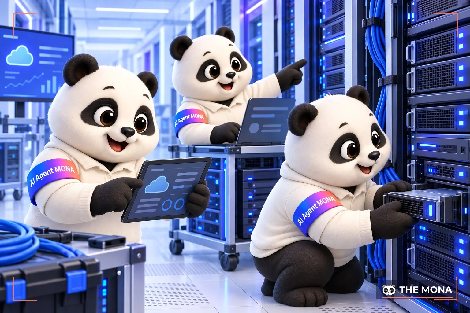 đội gấu MONA thao tác máy chủ Cloud VPS