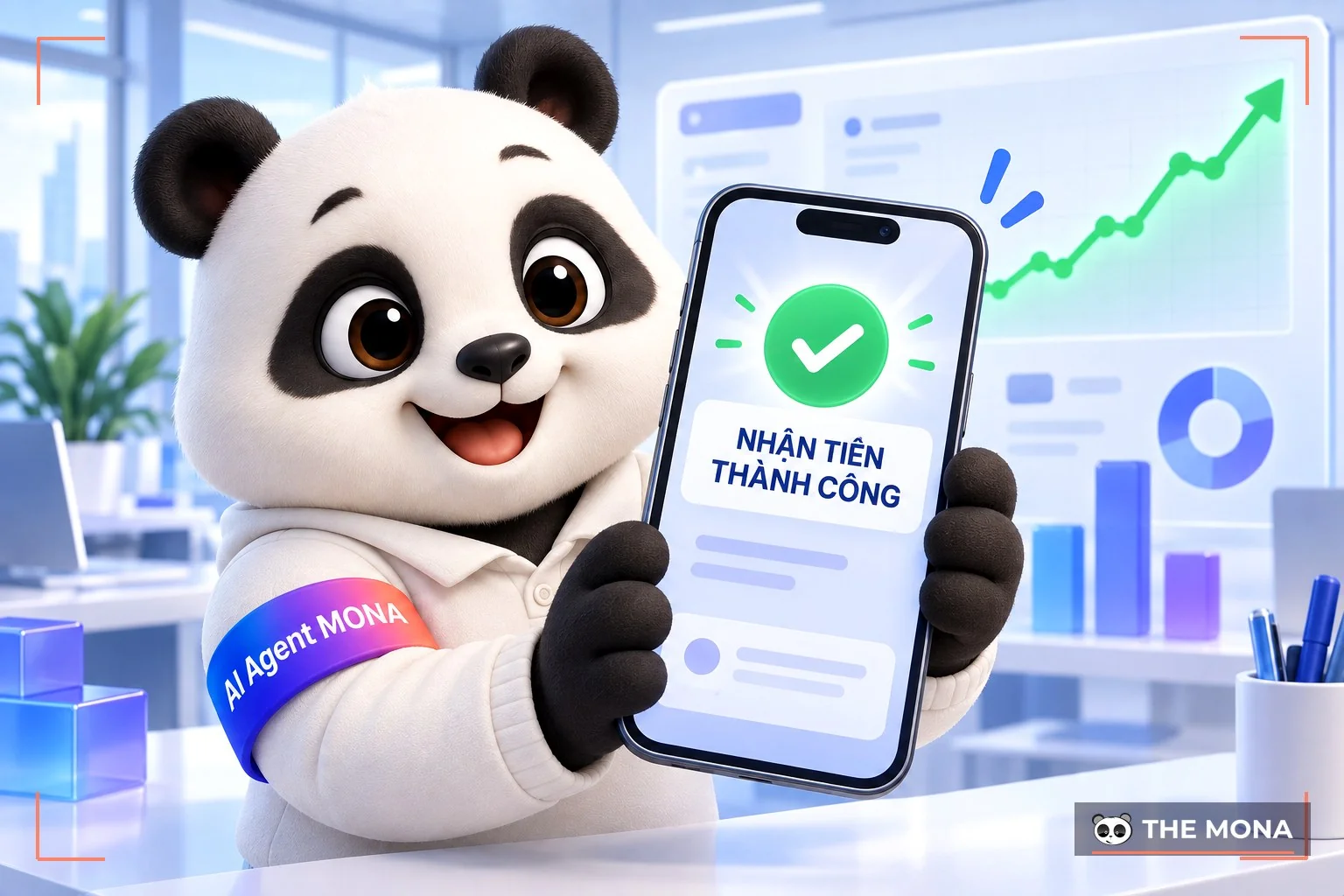 Gấu MONA nhận tin báo có tiền vào tài khoản ACB tự động