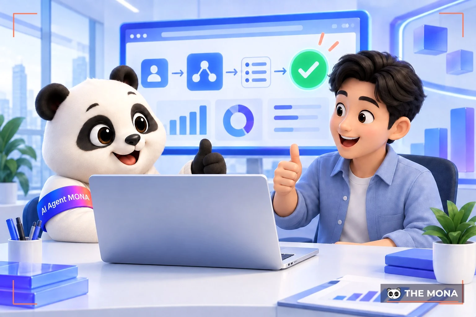 gấu mona tự hào giới thiệu máy chủ ai friendly