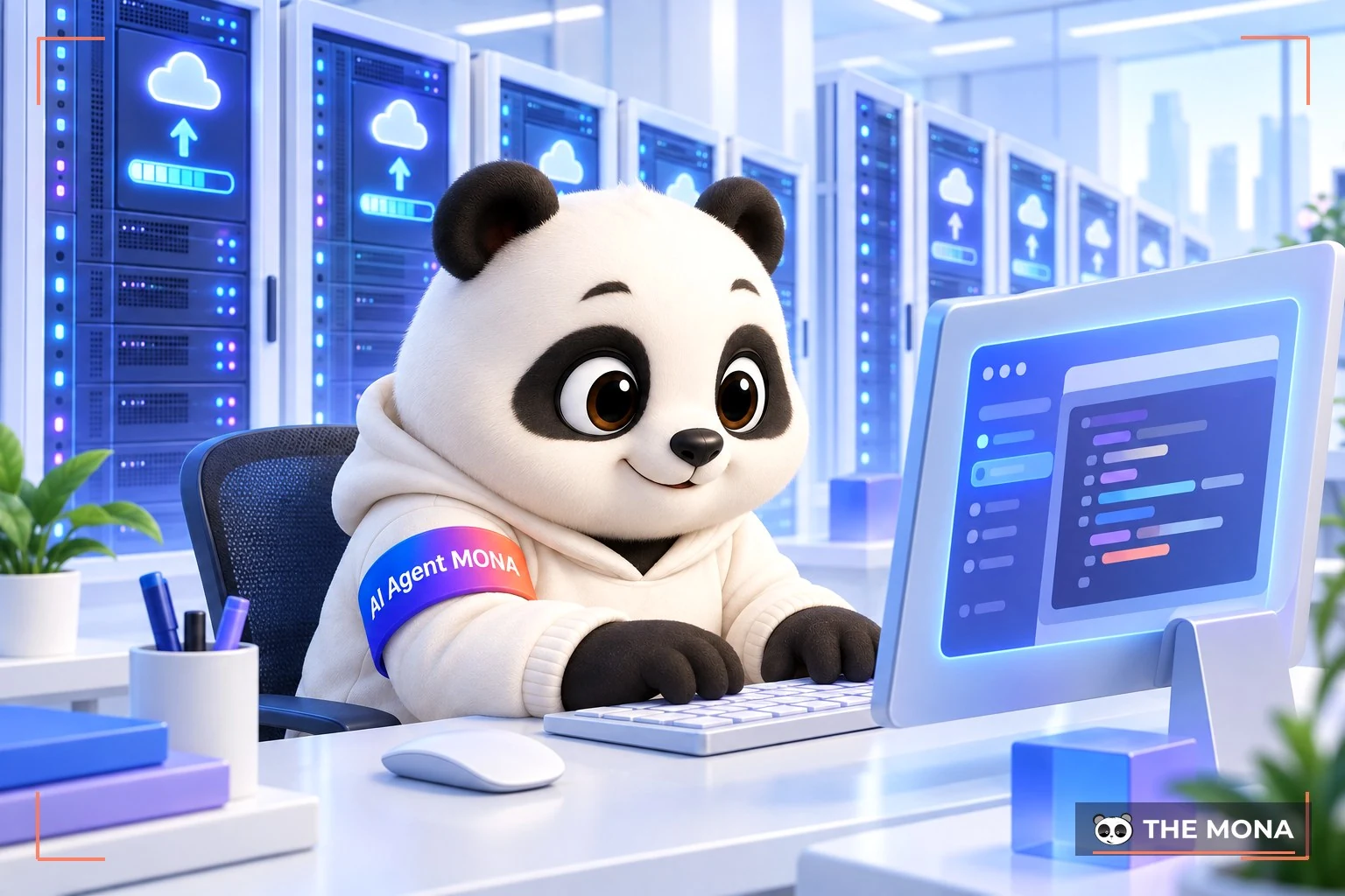 Gấu MONA dán lệnh cho AI tự cài đặt máy chủ trên MONA Cloud.