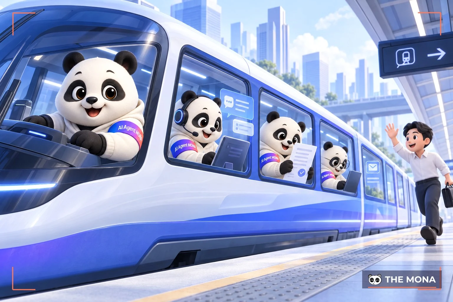 Đoàn tàu có gấu MONA cầm lái và các toa gấu AI agent làm việc