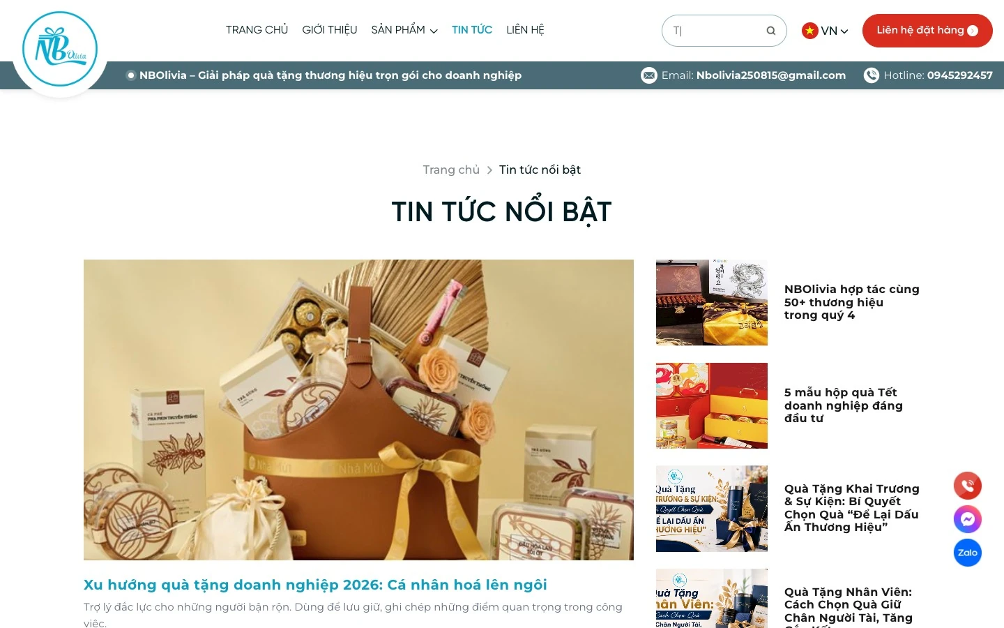 Trang tin tức NBOlivia về xu hướng quà tặng doanh nghiệp