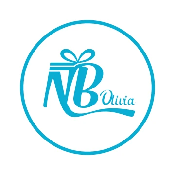 Logo NBOlivia chữ NB xanh ngọc với chiếc nơ quà tặng