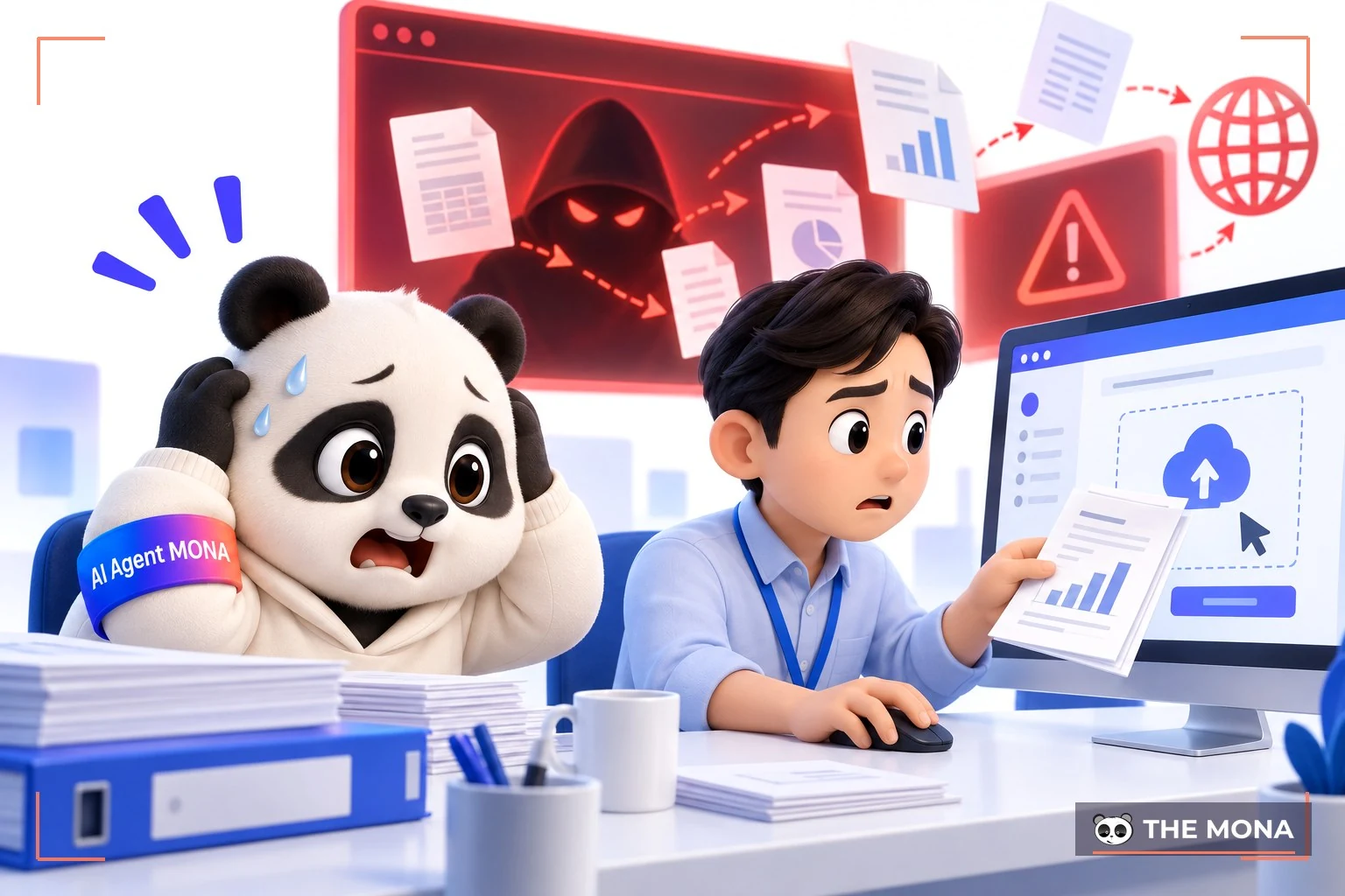 Gấu MONA lo lắng khi dữ liệu nội bộ tải lên web AI