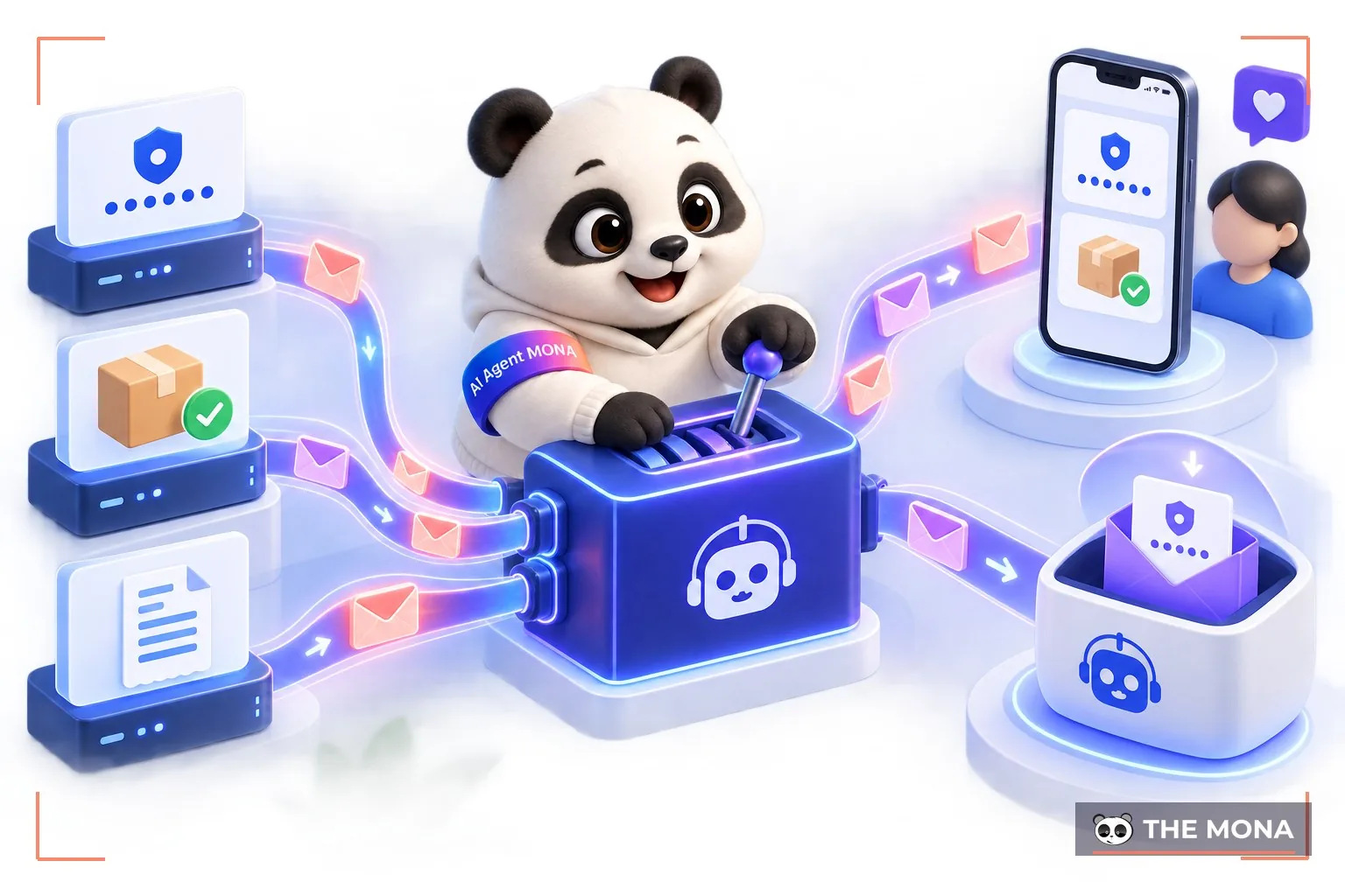 Minh hoạ việc MONA Mail lo cho phần mềm của anh chị