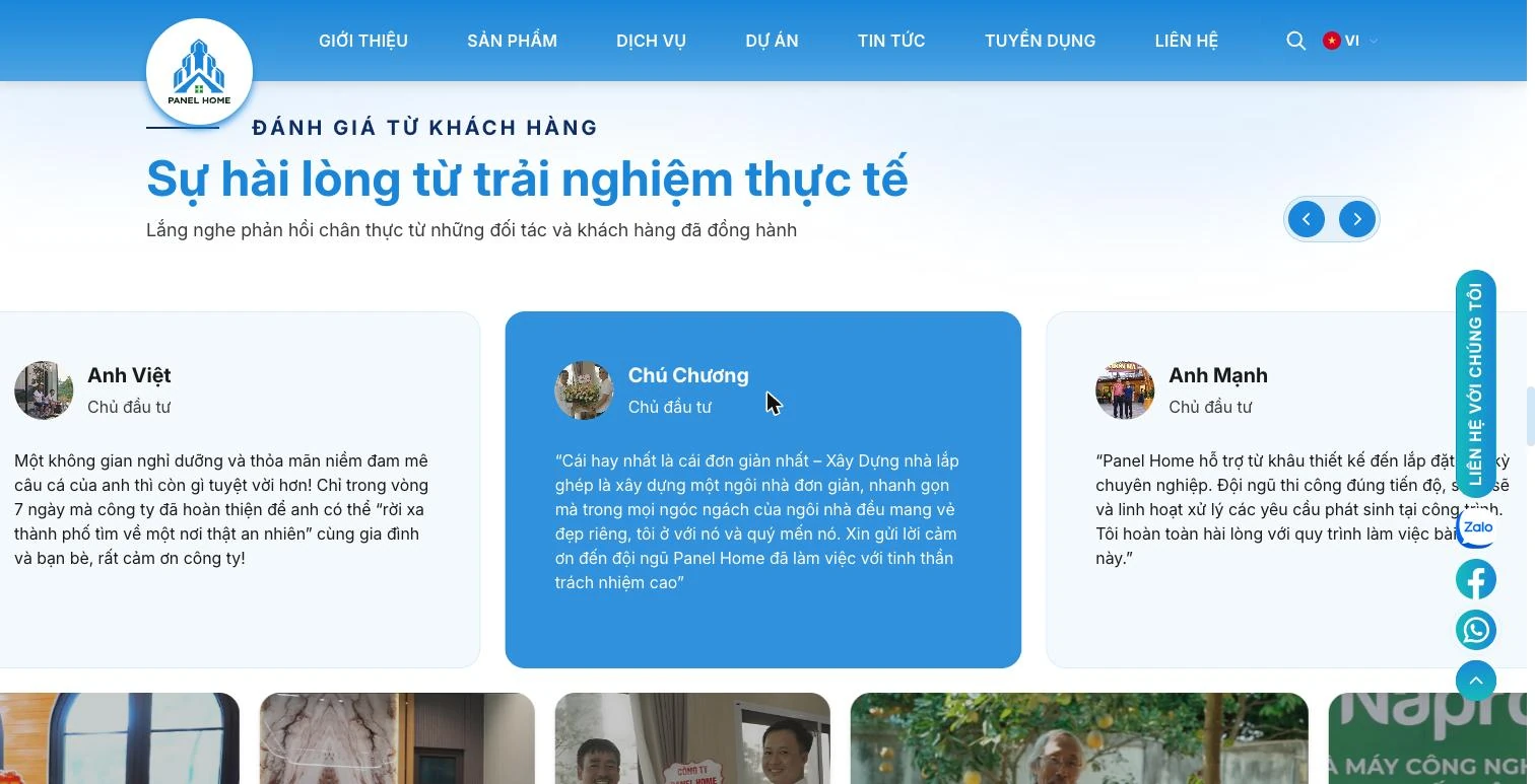 Đánh giá của chủ đầu tư về công trình nhà lắp ghép Panel Home