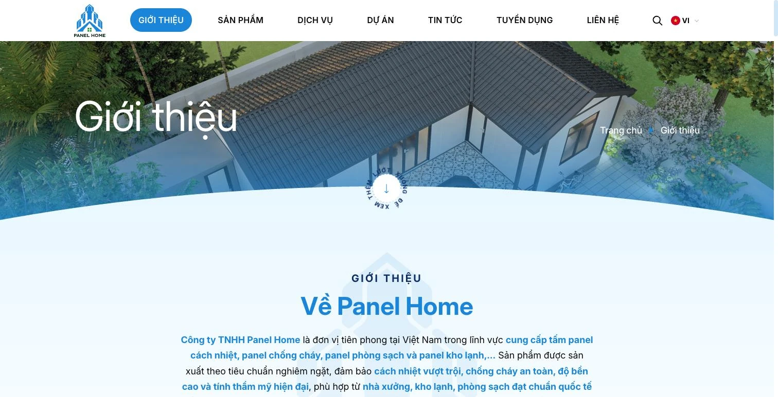 Trang giới thiệu công ty TNHH Panel Home
