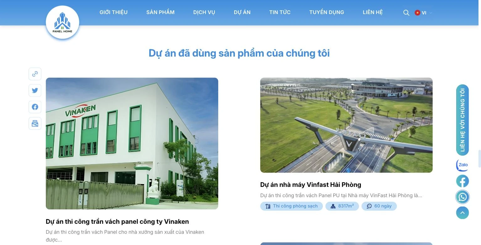 Dự án đã dùng tấm panel bông khoáng như Vinaken và VinFast Hải Phòng