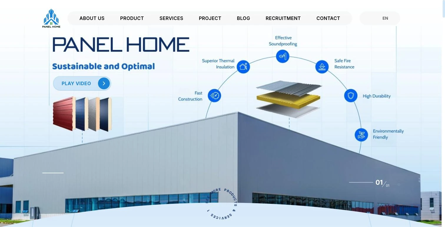 Bản tiếng Anh website Panel Home cho khách và đối tác nước ngoài