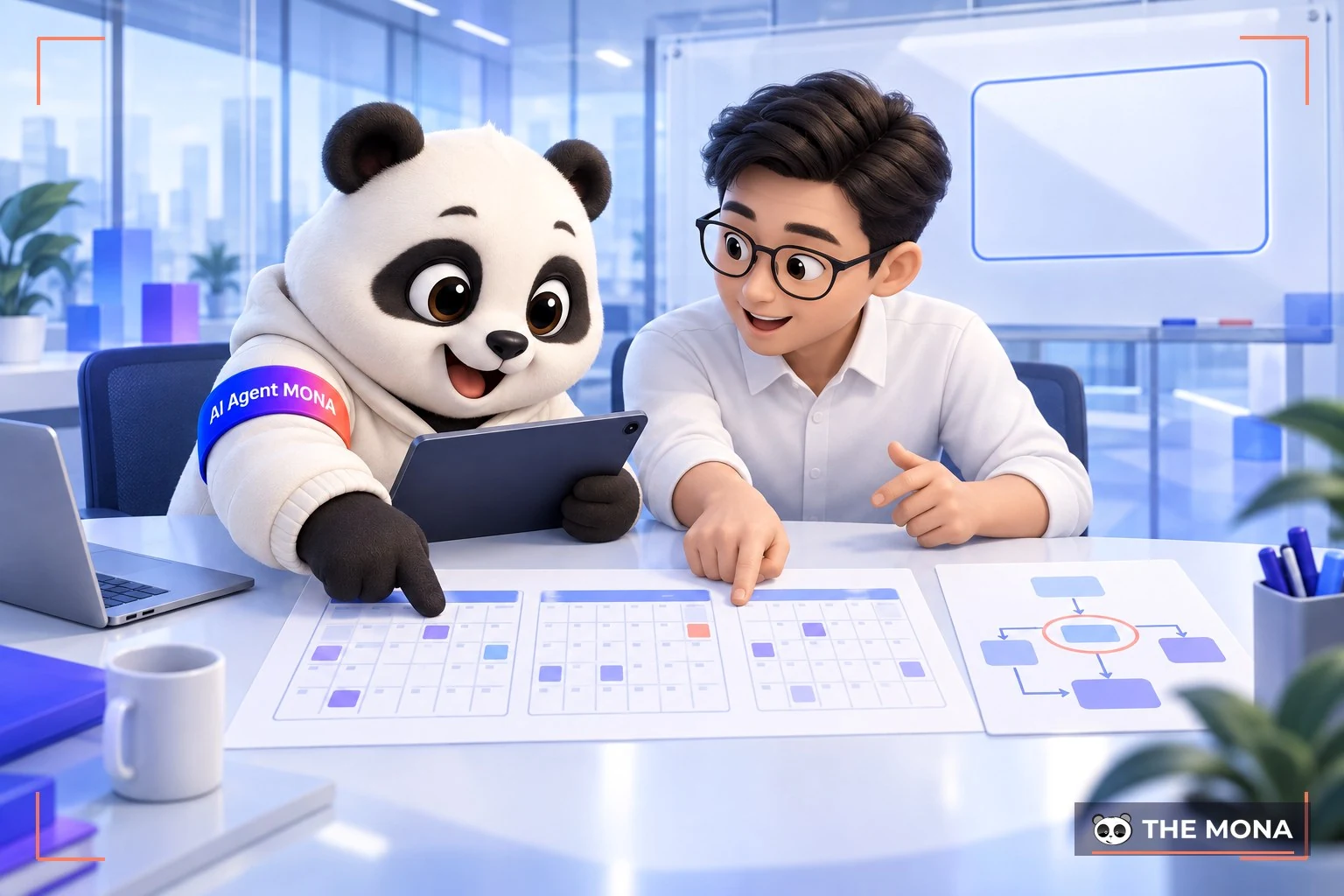 Gấu MONA và chủ doanh nghiệp khoanh một khâu trên lịch quý