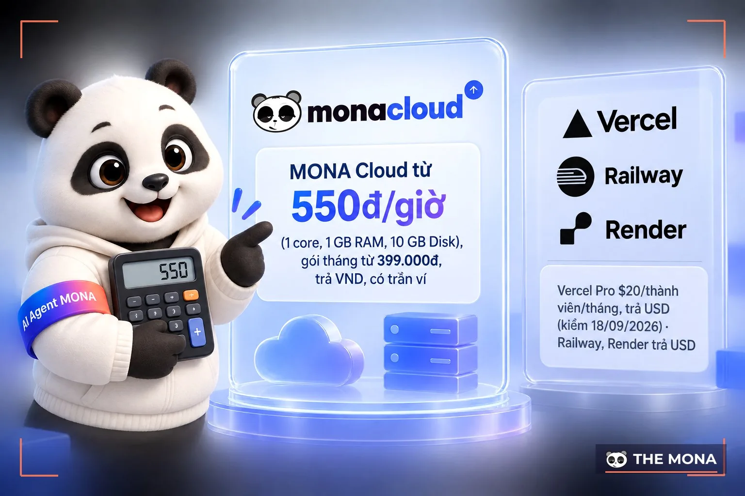 So sánh MONA Cloud với Vercel, Railway, Render về cách tính tiền
