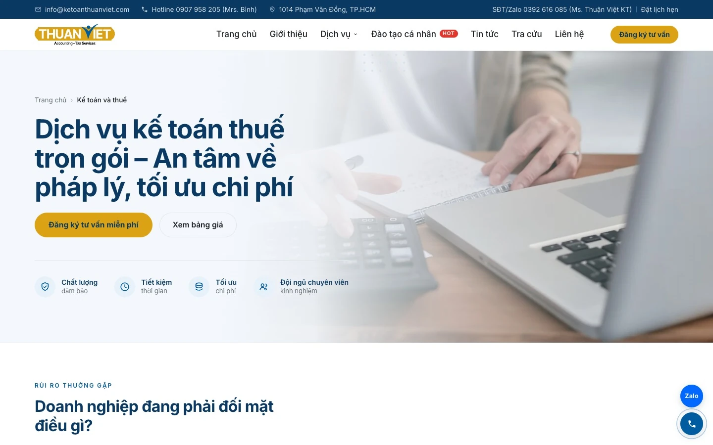 Trang dịch vụ kế toán thuế trọn gói của Kế Toán Thuận Việt