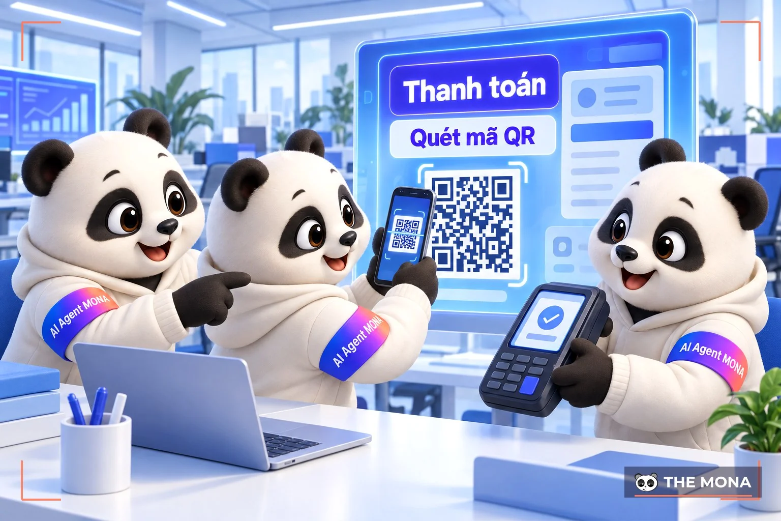 gấu MONA tạo mã quét VietQR thanh toán