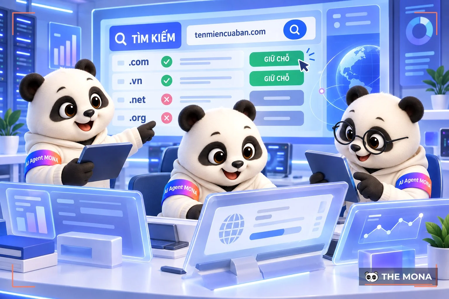 đội gấu MONA kiểm tra và giữ chỗ tên miền
