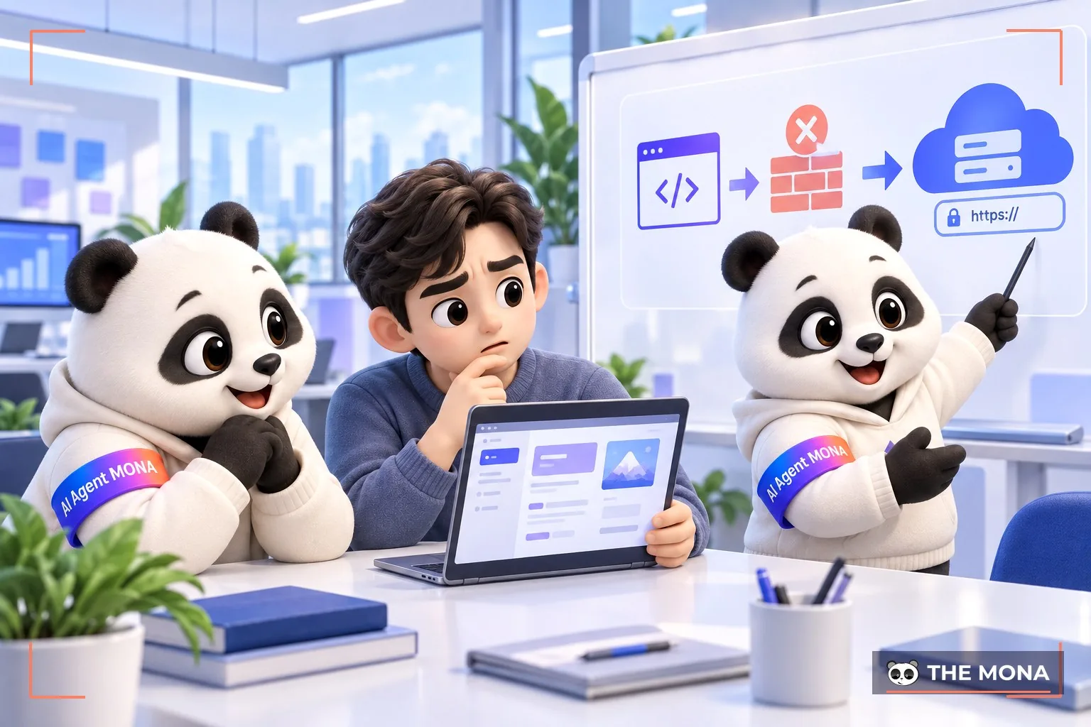 Gấu MONA tư vấn cho khách kẹt ở khâu chạy phần mềm thật