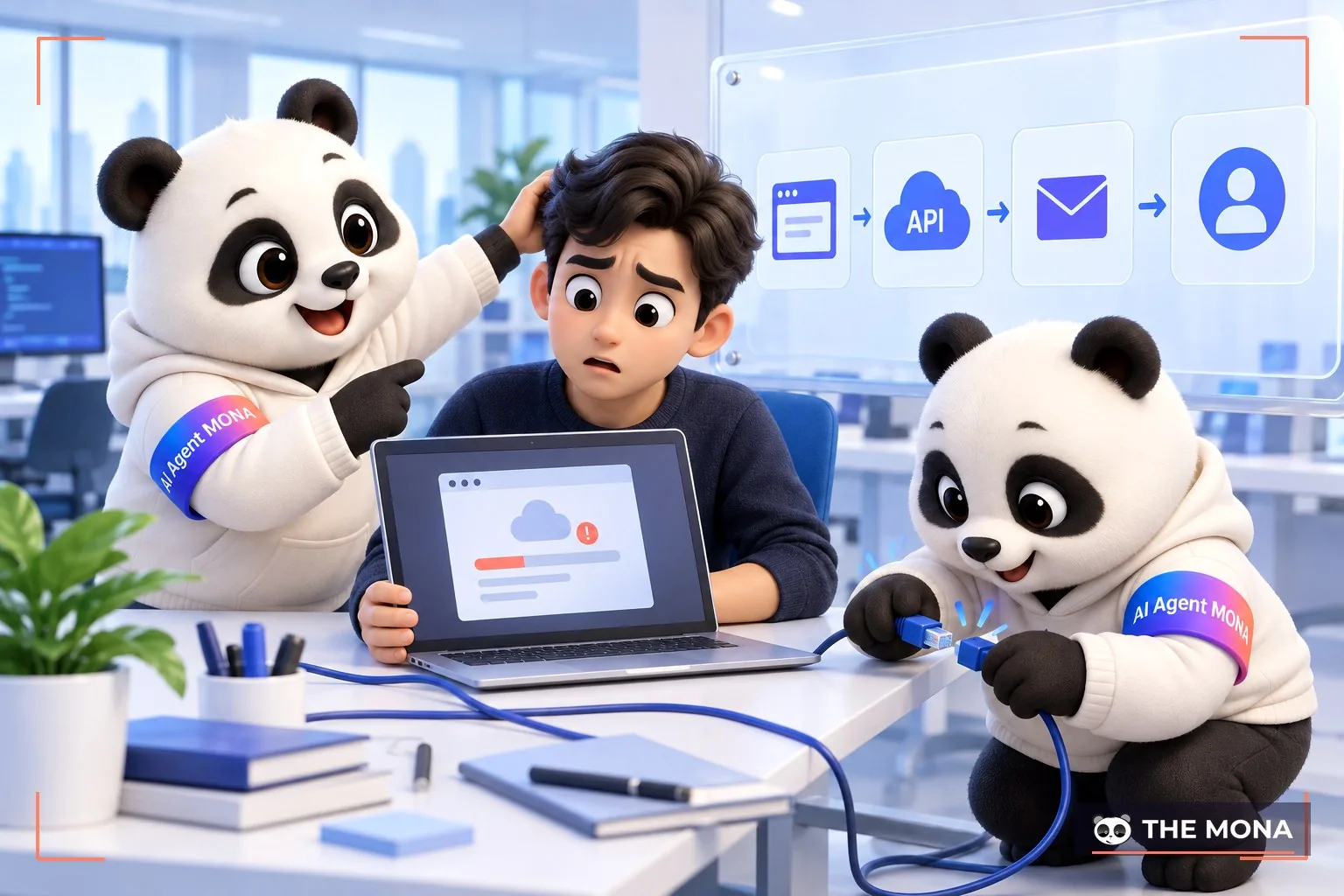 Gấu MONA tư vấn cho khách kẹt ở khâu chạy phần mềm thật