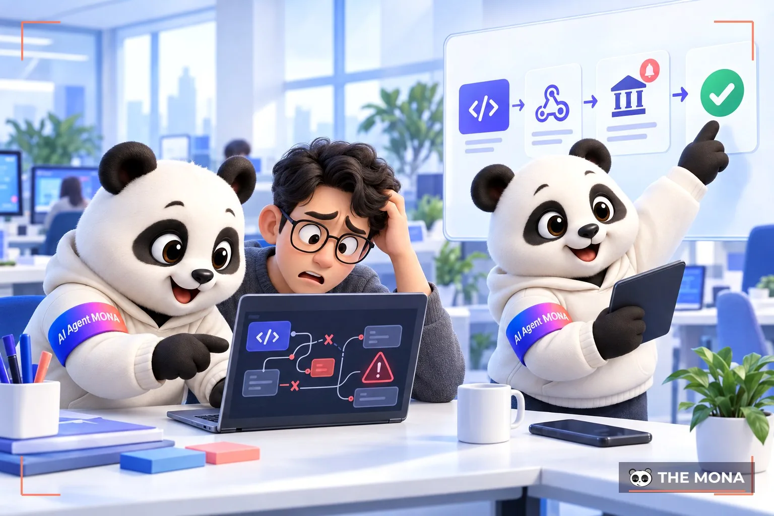 Gấu MONA tư vấn cho khách kẹt ở khâu chạy phần mềm thật