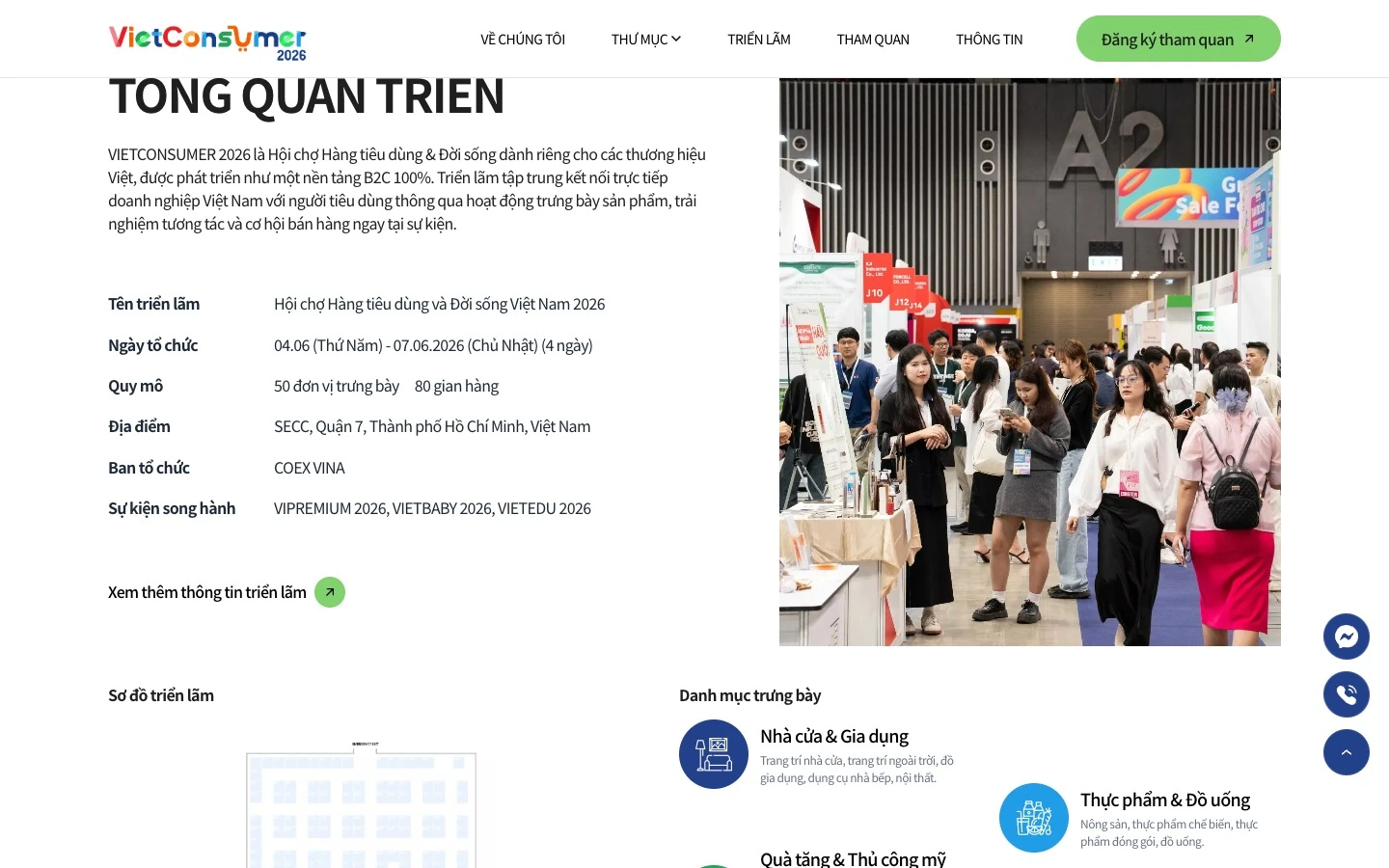 Bản tiếng Việt website VietConsumer với mục tổng quan triển lãm