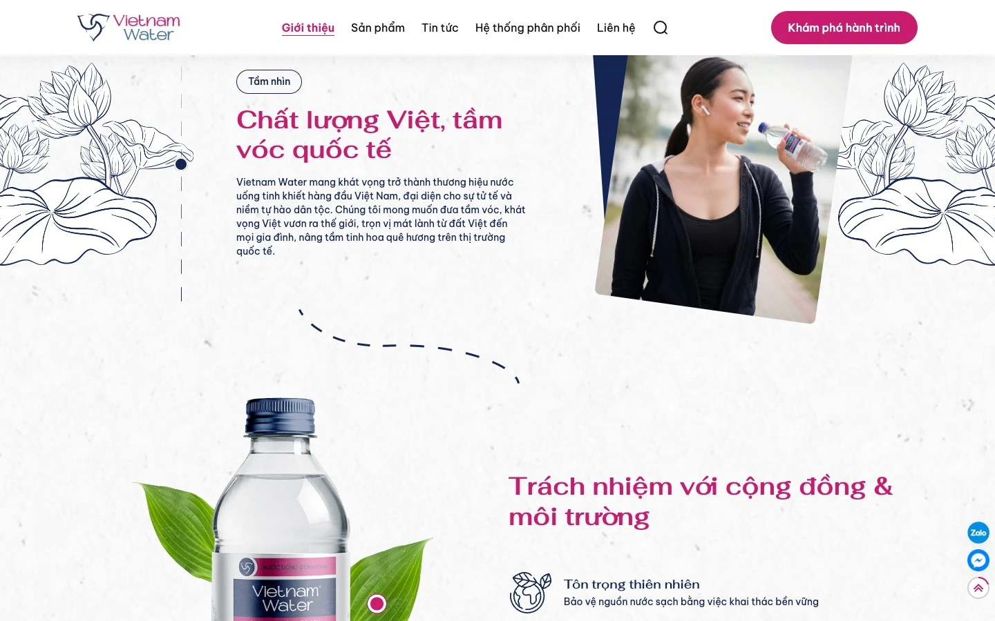 Mục tầm nhìn chất lượng Việt tầm vóc quốc tế trên trang giới thiệu