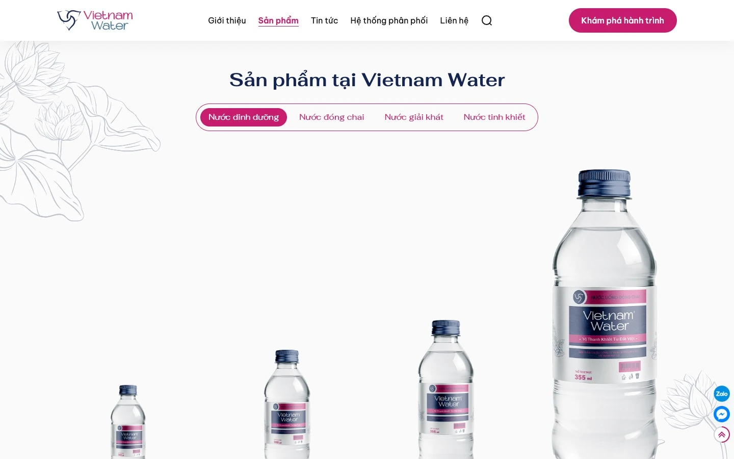 Trang sản phẩm Vietnam Water lọc theo nước dinh dưỡng, đóng chai, giải khát