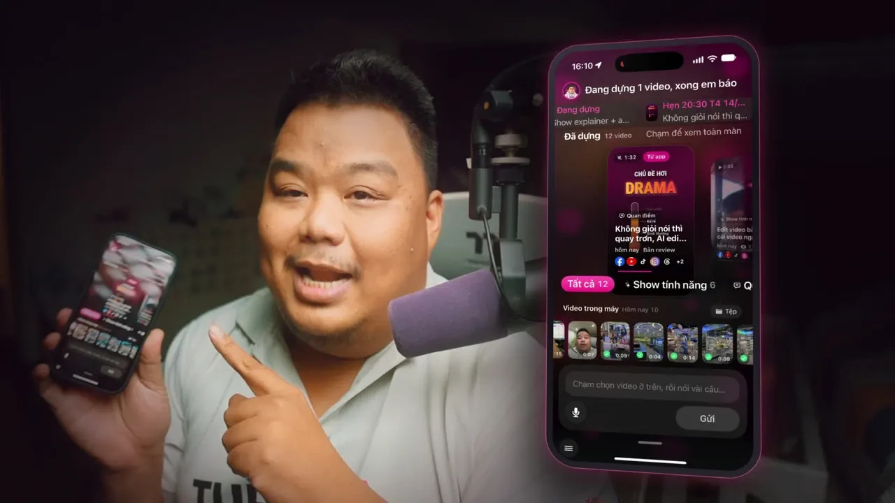 Anh Khánh Hùng giới thiệu app tải clip lên để AI dựng video tự động