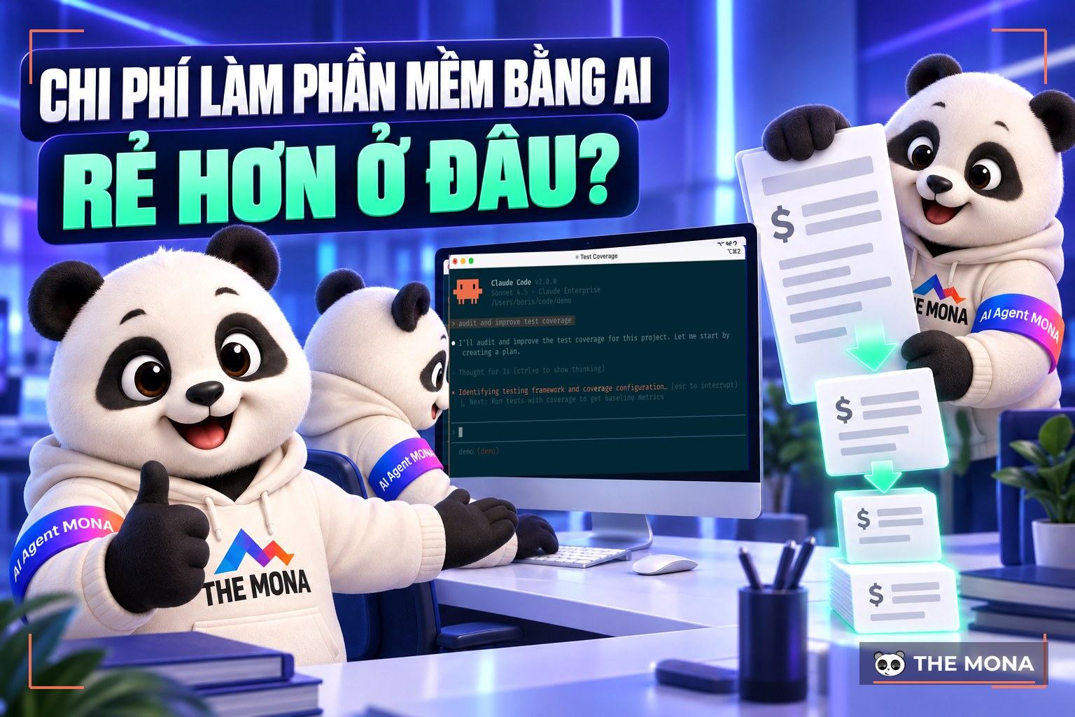 Gấu MONA tách hoá đơn phần mềm thành khối chi phí co lại và giữ nguyên