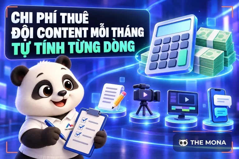 Chi phí thuê đội content mỗi tháng: tự tính từ lương thật, bảo hiểm 21,5% và số video đăng được