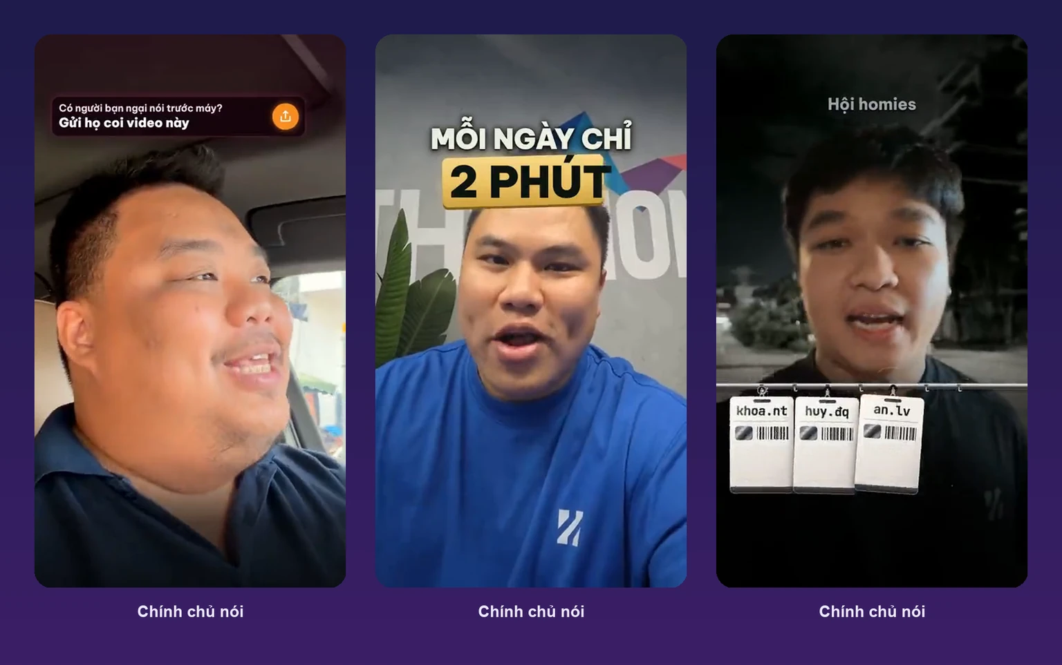 Ba chủ kênh tự nói chuyên môn của mình trong video ngắn quay bằng điện thoại