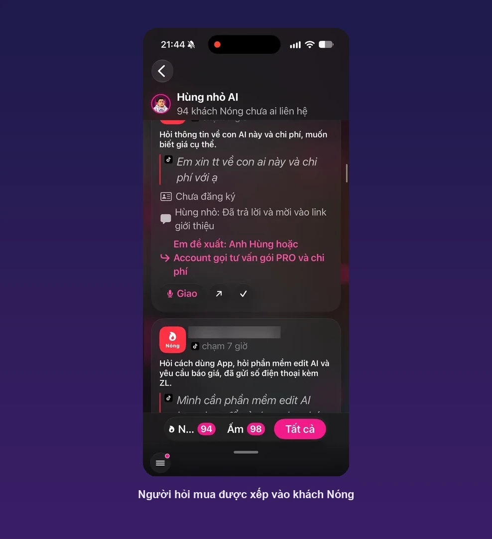 Danh sách khách Nóng hỏi giá từ bình luận và tin nhắn trên kênh video của CEO