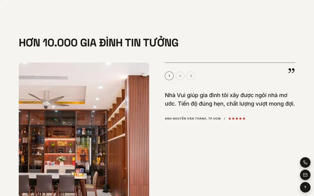 Khối đánh giá của gia đình đã xây nhà cùng Nhavui bên ảnh phòng khách hoàn thiện