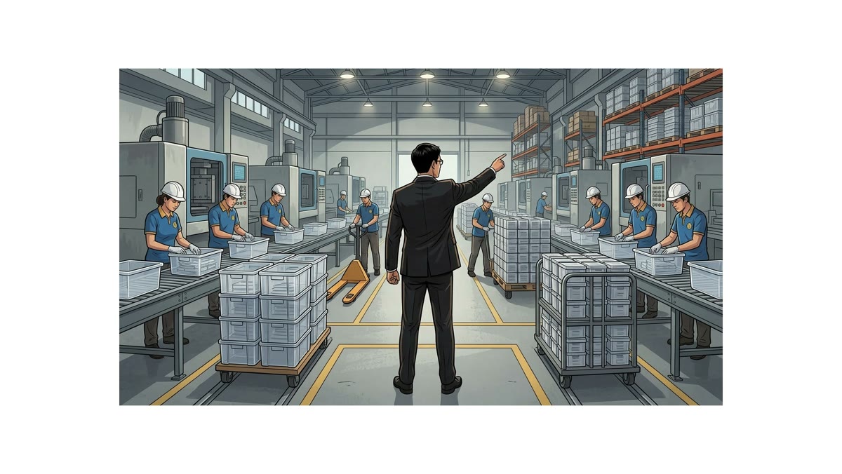 Cảnh nhà xưởng được dựng lại bằng AI trong phim câu chuyện doanh nghiệp