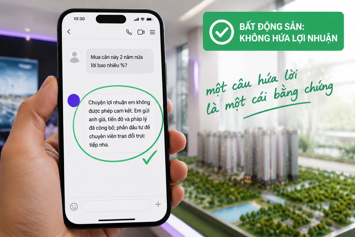 Chatbot AI ngành bất động sản từ chối cam kết lợi nhuận và chuyển chuyên viên