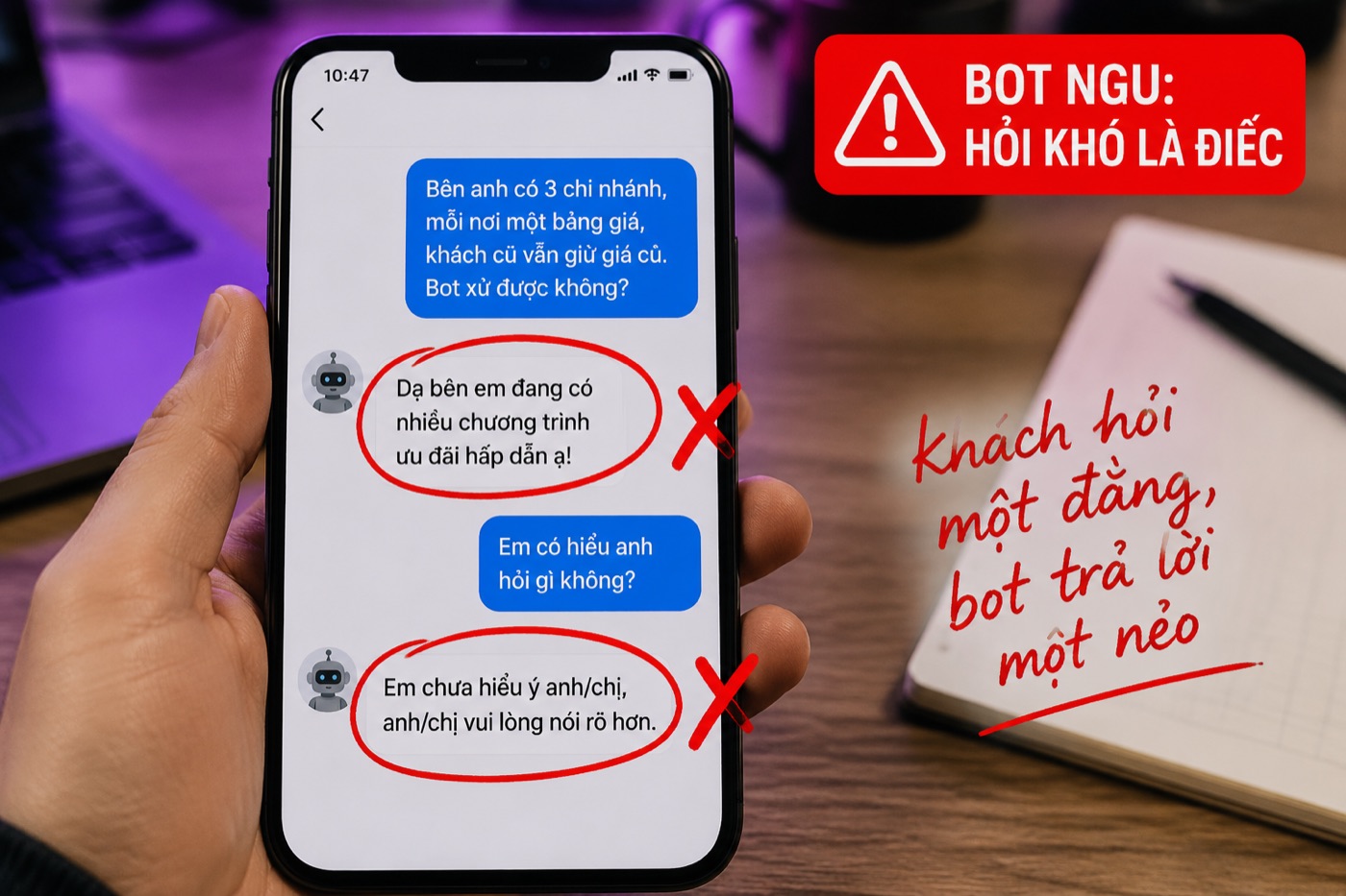 Chatbot AI ngu, khách hỏi câu khó là điếc và trả lời trớt quớt