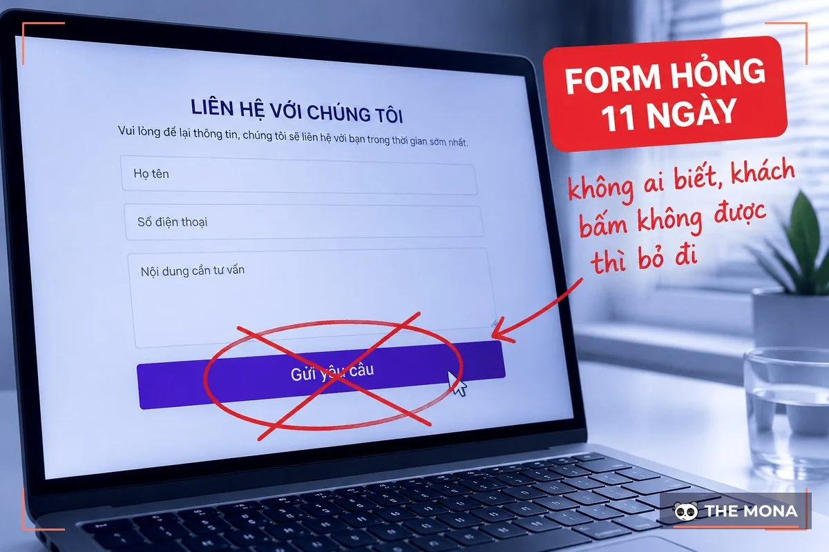Nút gửi form liên hệ trên website bị hỏng, khách bấm không gửi được