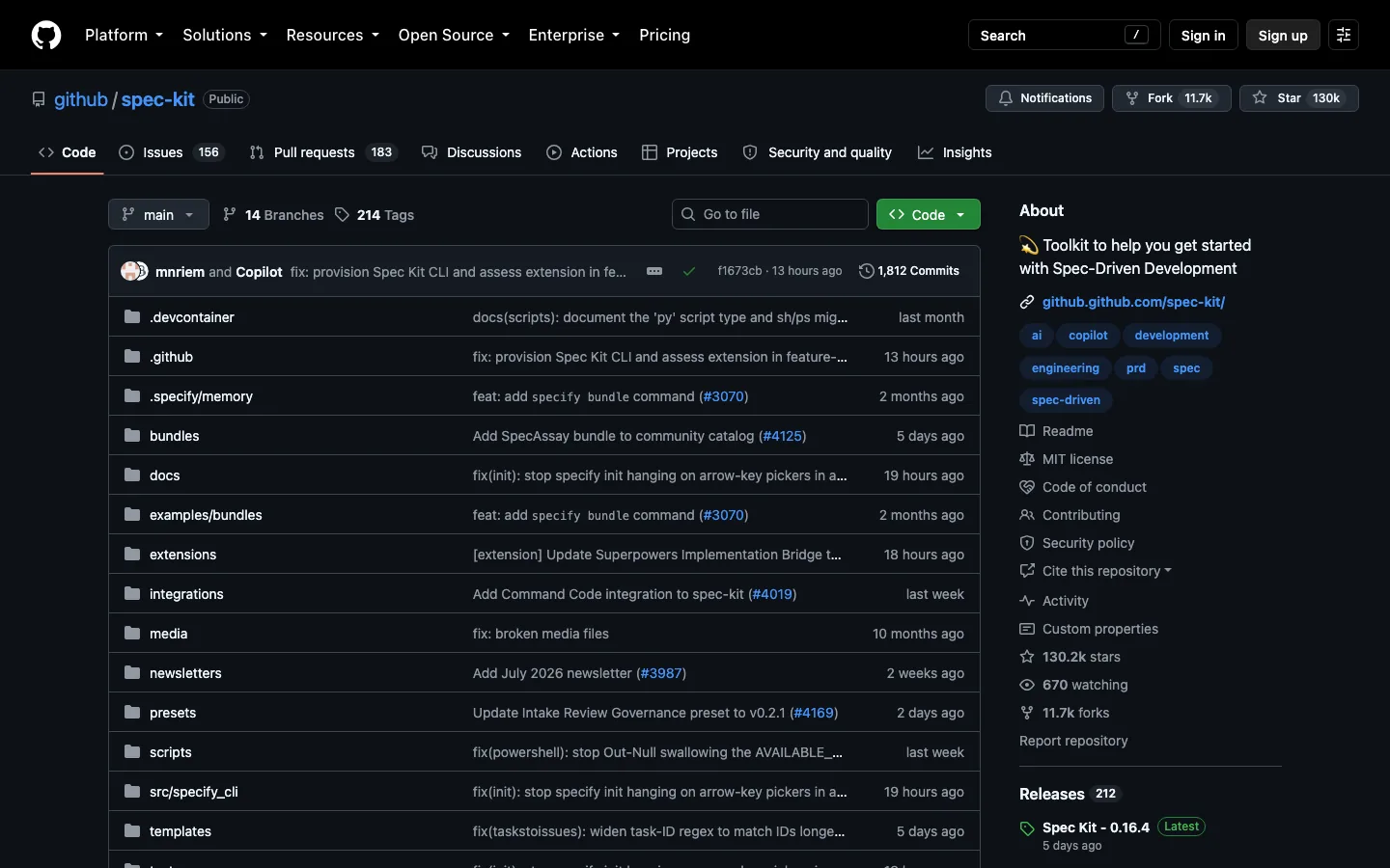 Kho GitHub Spec Kit với 130 nghìn sao
