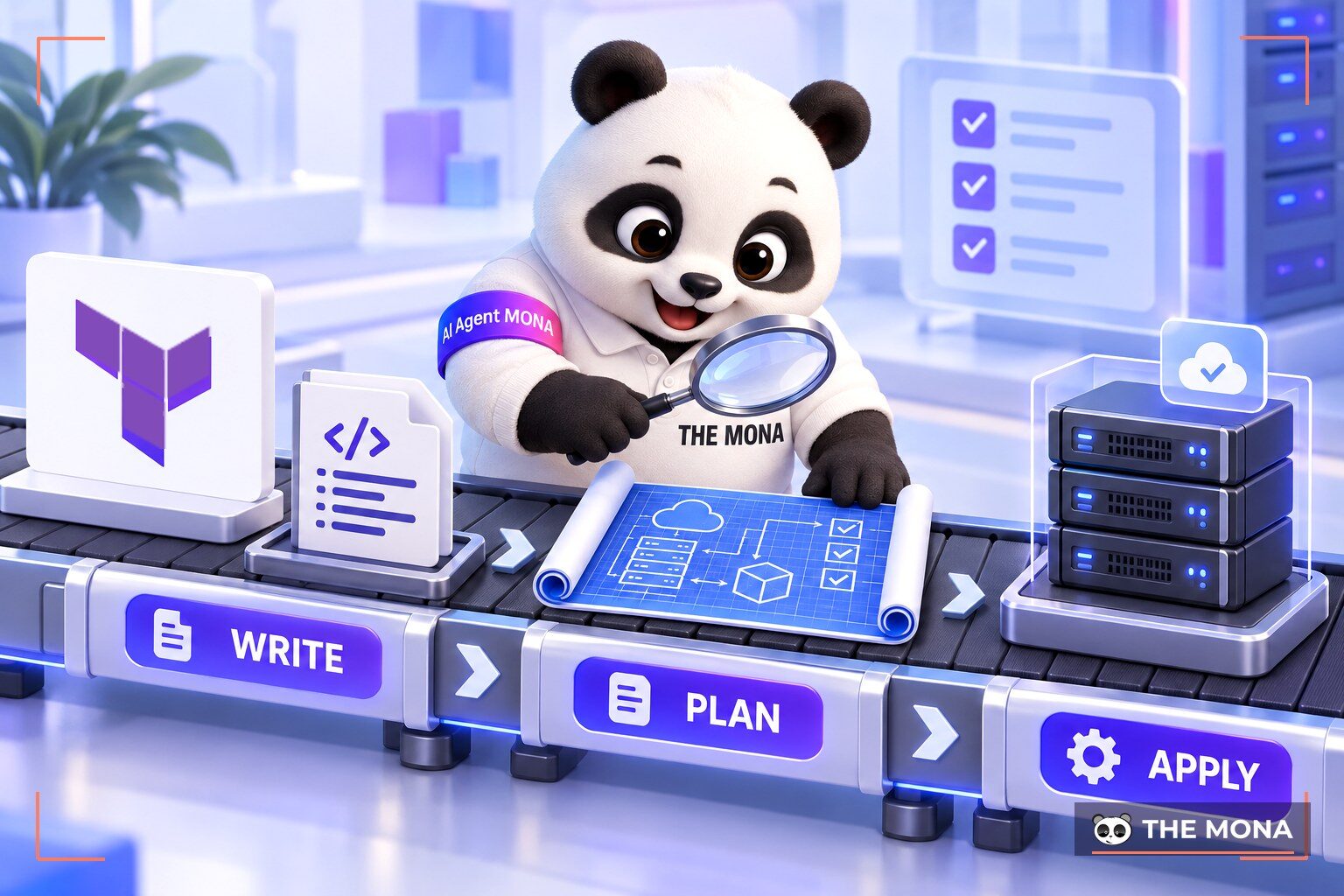 Sơ đồ quy trình ba bước init, plan, apply của Terraform